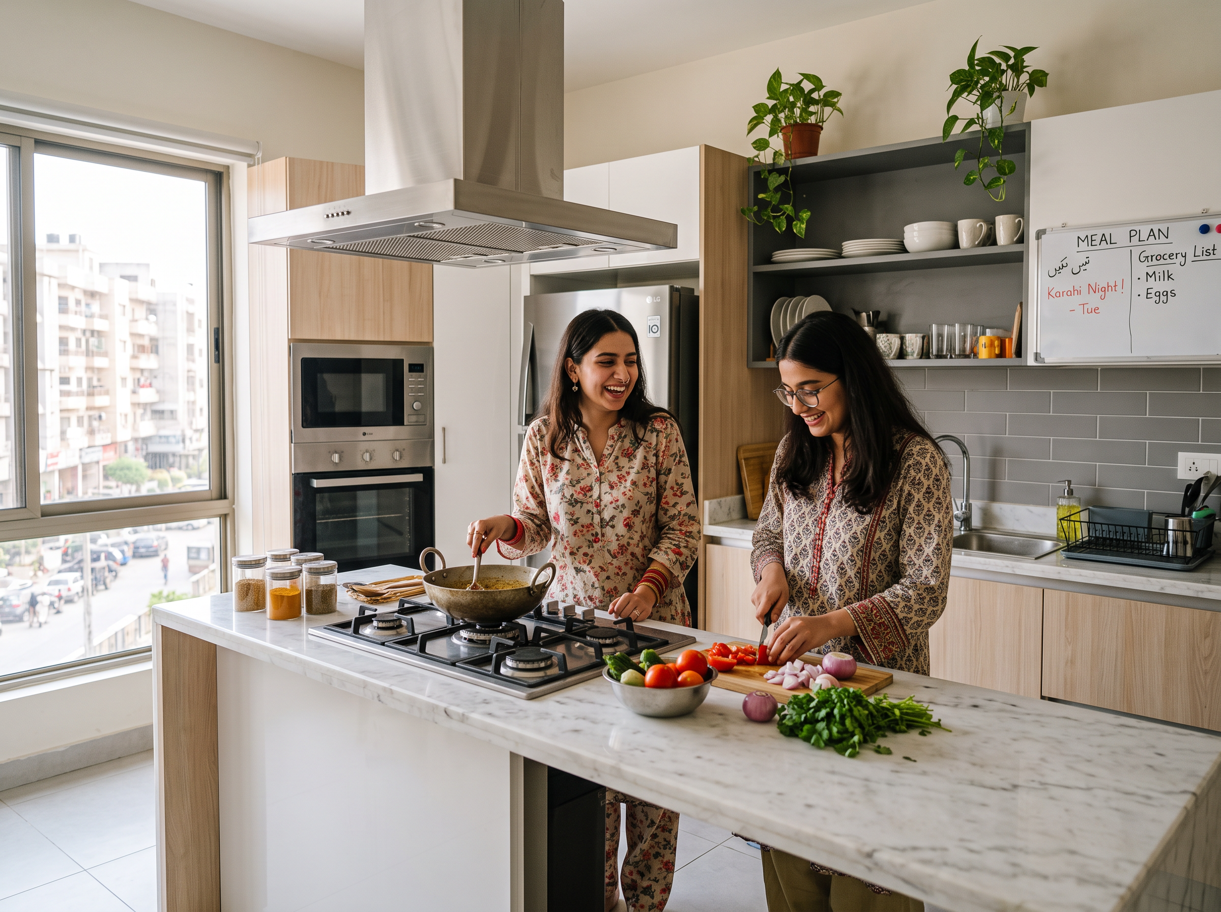 Modern shared apartment kitchen